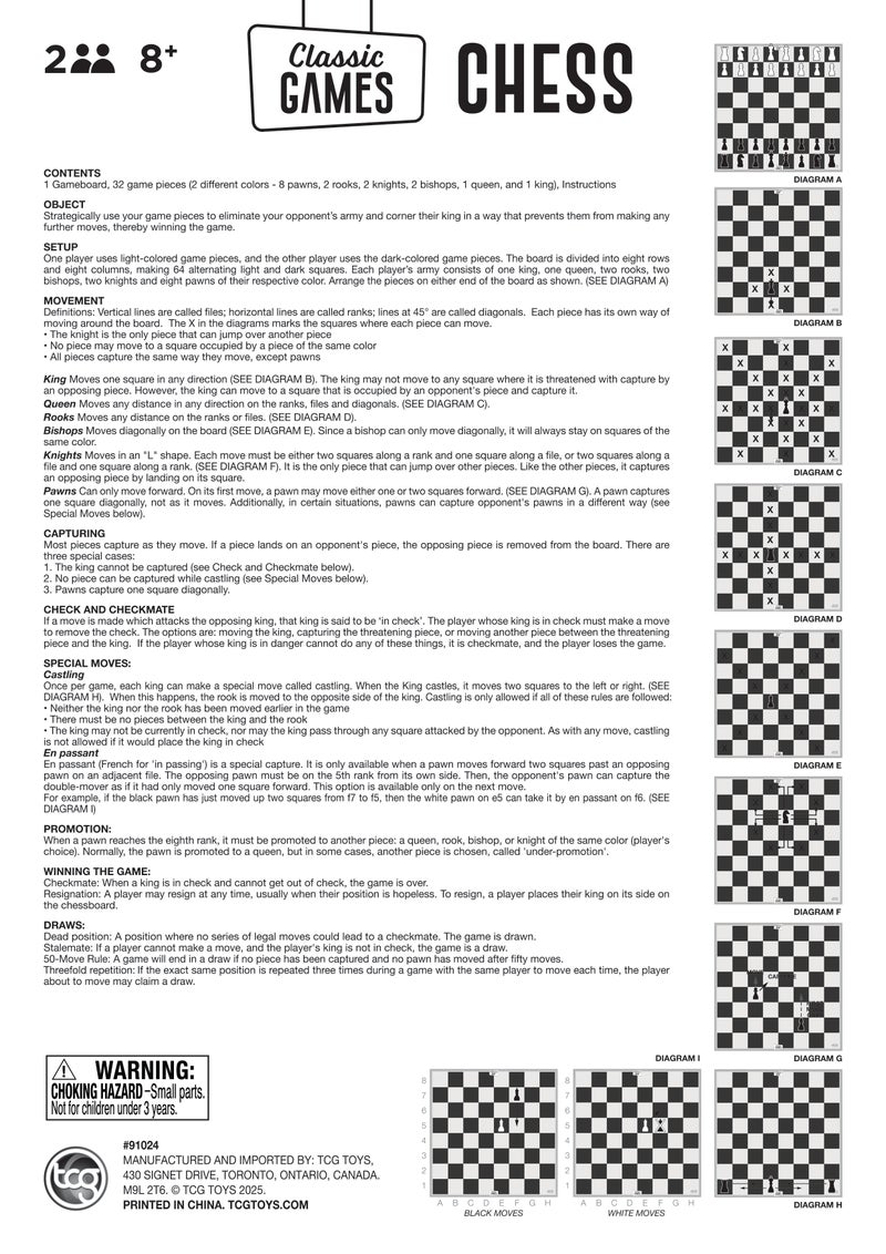 TCG Classic Games Chess Board Game, Linen-Finished Board, 32 Pieces, Ages 8+ - Image 5