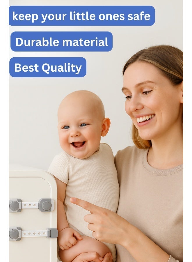 Goods4Life Adjustable Baby Safety Locks – Pack Of 8 -Childproofing with 3M Adhesive for Cabinets, Drawers & Appliances - Image 4