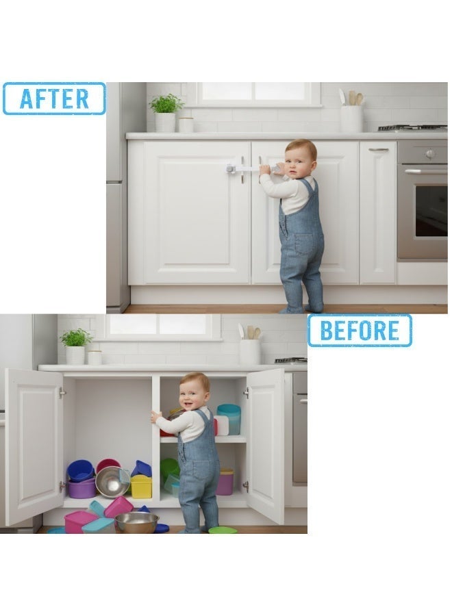 Goods4Life Adjustable Baby Safety Locks – Pack Of 8 -Childproofing with 3M Adhesive for Cabinets, Drawers & Appliances - Image 2