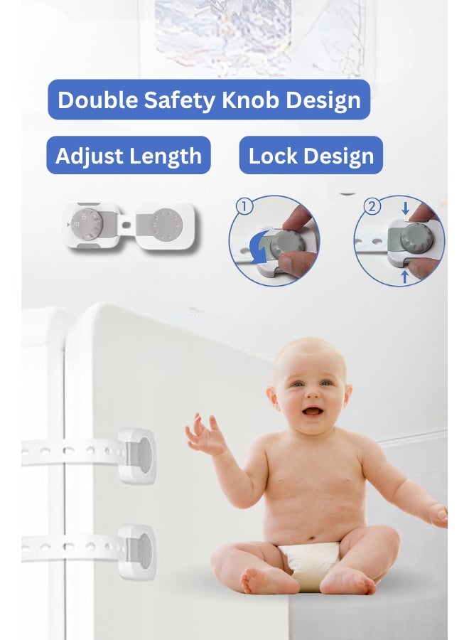 Goods4Life Adjustable Baby Safety Locks – Pack Of 8 -Childproofing with 3M Adhesive for Cabinets, Drawers & Appliances - Image 5