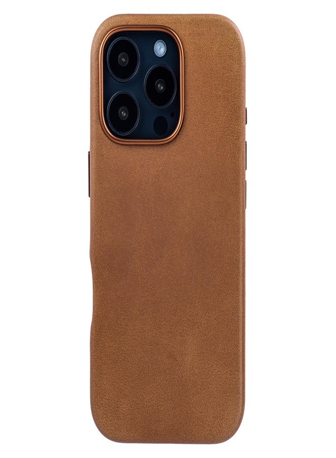 Dockem Genuine Leather Case V2 for iPhone 16 Pro with Full Camera Control Cutout, Compatible with MagSafe (MSGL, Light Brown) - Image 5