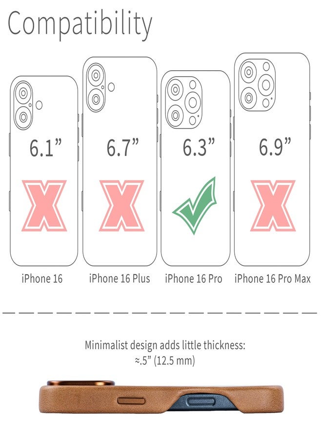 Dockem Genuine Leather Case V2 for iPhone 16 Pro with Full Camera Control Cutout, Compatible with MagSafe (MSGL, Light Brown) - Image 2