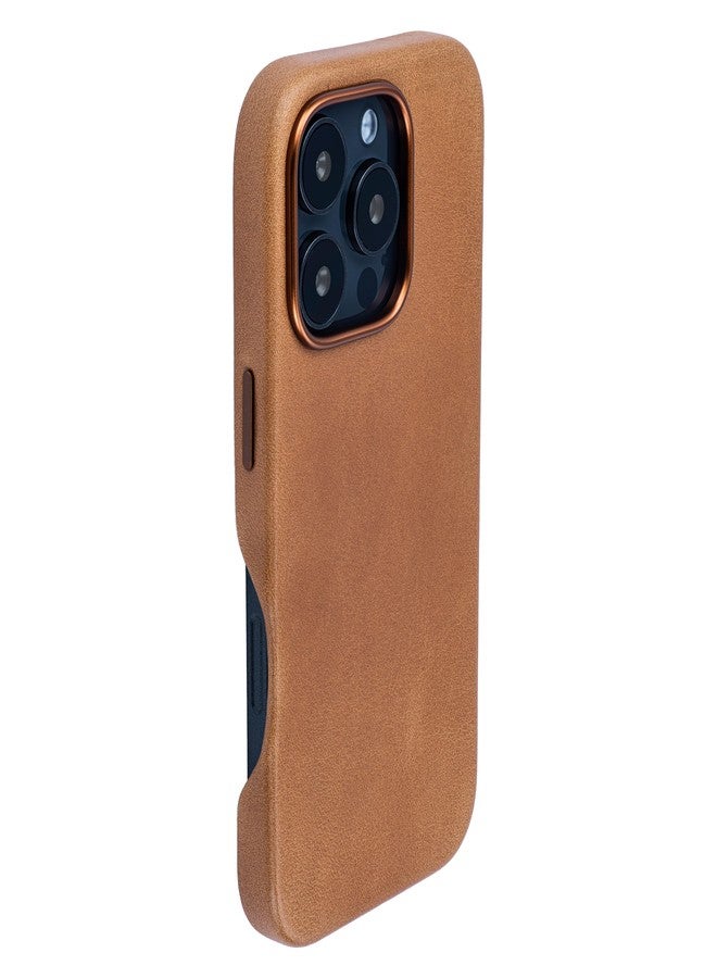 Dockem Genuine Leather Case V2 for iPhone 16 Pro with Full Camera Control Cutout, Compatible with MagSafe (MSGL, Light Brown) - Image 1
