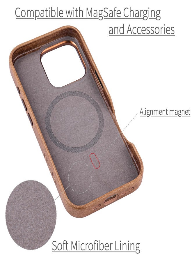 Dockem Genuine Leather Case V2 for iPhone 16 Pro with Full Camera Control Cutout, Compatible with MagSafe (MSGL, Light Brown) - Image 4