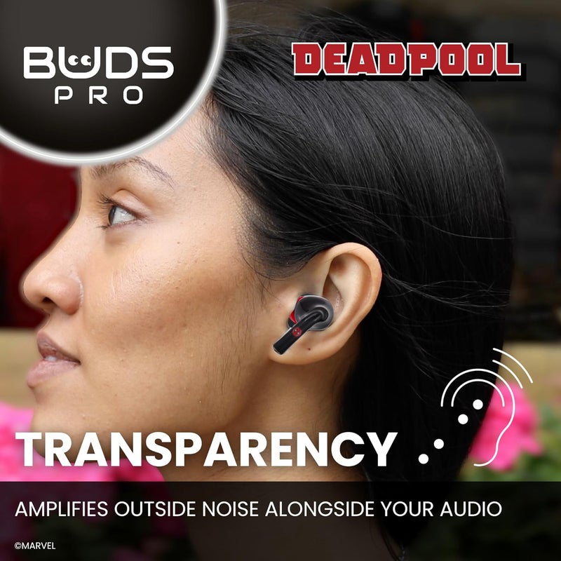 Cable Guys Guys Buds Pro Bundle - Marvel Deadpool Buds Pro Bundle Wireless Earbuds Small Tech Accessories & Phone Holder/Stand for Phone (iPhone, Samsung, Google Pixel) - Image 4
