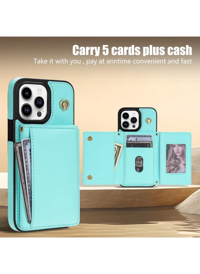 زبون حافظة لهاتف iPhone 12 Pro Max، حافظة بطاقات ثلاثية الطي مع حبل طويل - Image 3