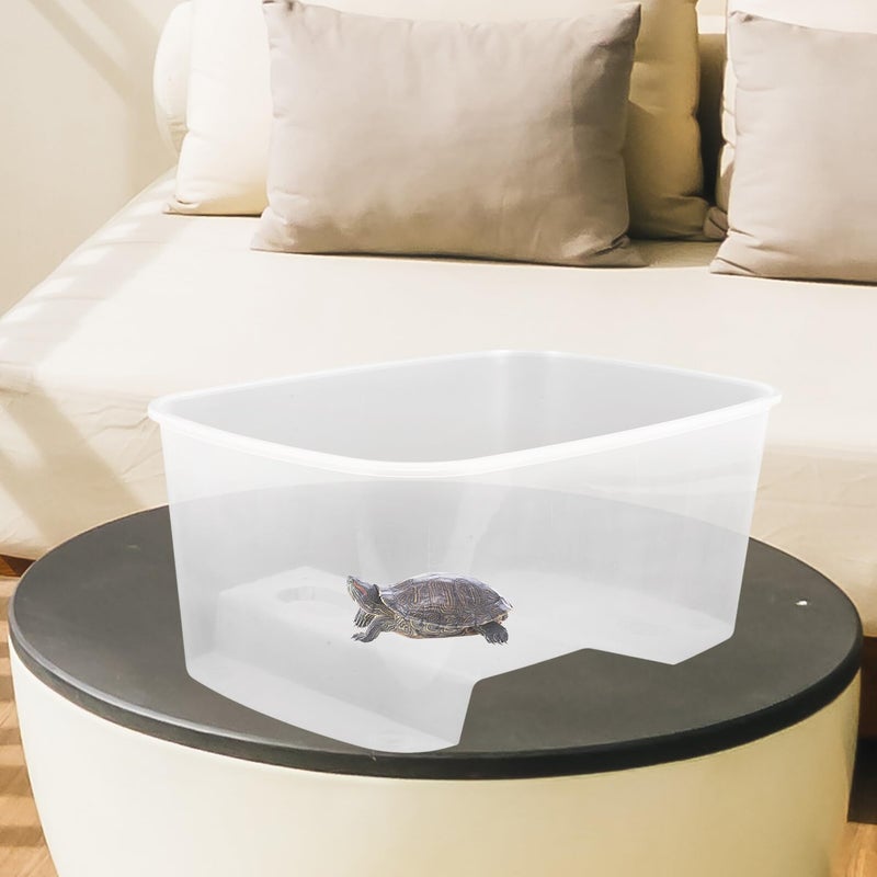Medium White Turtle Tank With Basking Platform And Water Change Side - Image 5