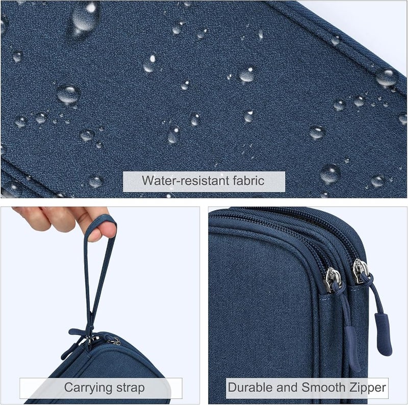FYY Electronics Accessories Organiser Bag, Travel Cable Organizer Bag Pouch Portable Waterproof Double Layers All-in-One Carry Travel Bag for Cable, Cord, Charger, Phone, Earphone S-Navy Blue - Image 4