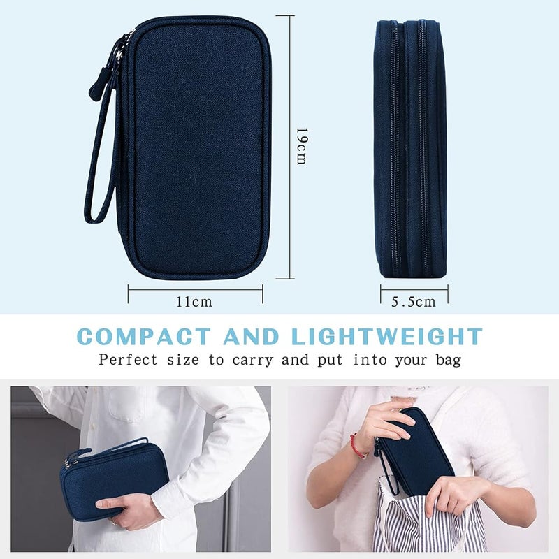 FYY Electronics Accessories Organiser Bag, Travel Cable Organizer Bag Pouch Portable Waterproof Double Layers All-in-One Carry Travel Bag for Cable, Cord, Charger, Phone, Earphone S-Navy Blue - Image 2