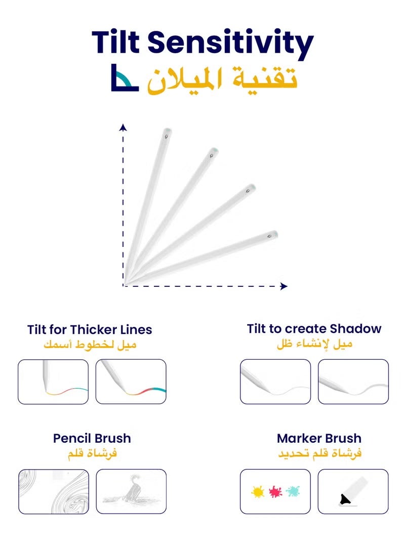 ZAVVY Pro Stylus Pen for iPad Pro with Magnetic Wireless Charging & Tilt Sensitivity for Creators, with Palm Rejection for iPad Air 4/5, iPad Pro 11inch (1/2/3/4th Gen), iPad Pro 12.9inch (3/4/5/6th Gen) & iPad mini 6 - Image 4