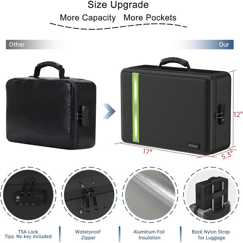 5200℉ Fireproof Document Bag, Plenty of Pockets, Legal Size/Letter/A4, Waterproof Zipper Document Box with Lock, 4-Layer Important Document Organizer, 17"x12"x5.3" Portable Home Travel Office Safe Box - Image 5