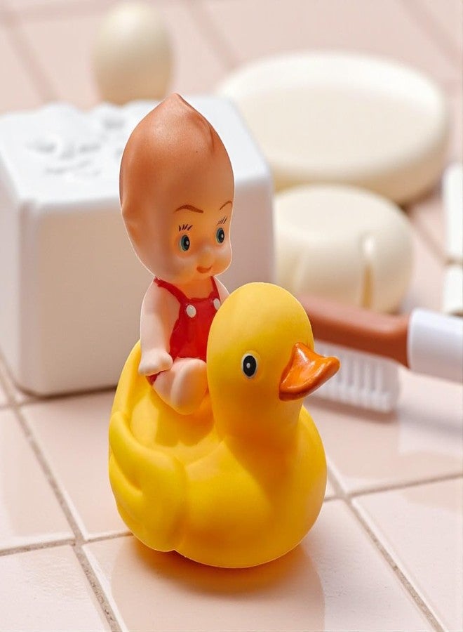 SARASI Vintage Bath Toy Set with Yellow Rubber Duck and Doll, Classic Bathtub Playtime Accessories, Baby and Toddler Bath Time Fun - Image 1