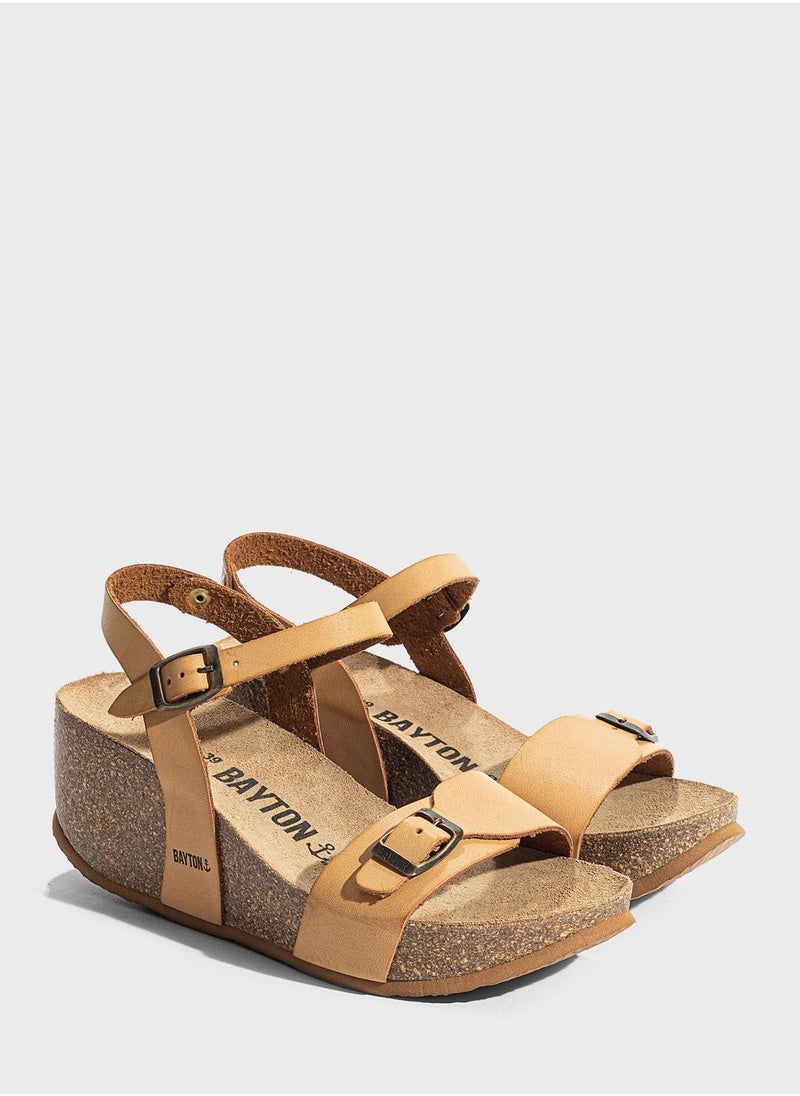 BAYTON - Avon Strappy Mid Heel Wedges - Image 1