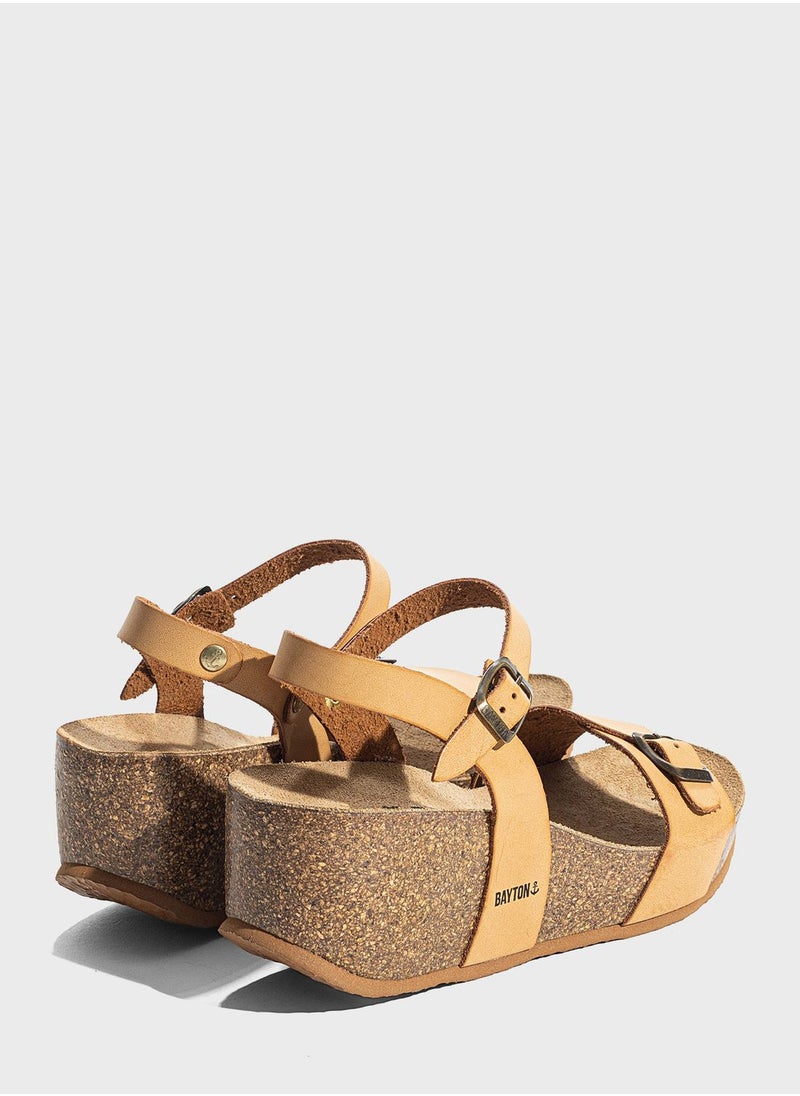 BAYTON - Avon Strappy Mid Heel Wedges - Image 1
