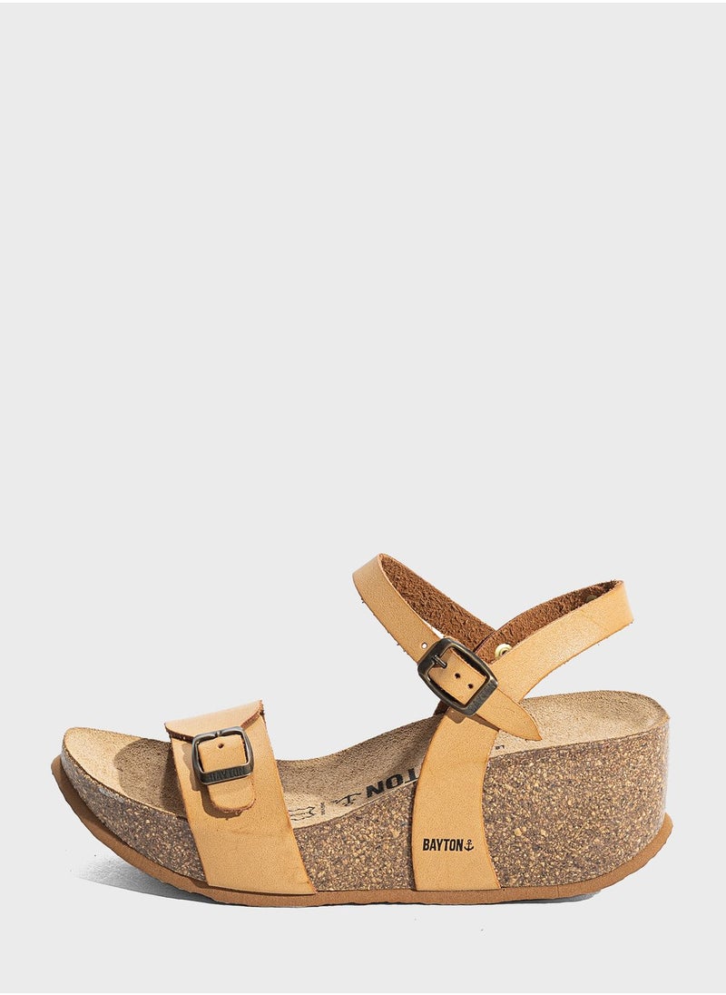 BAYTON - Avon Strappy Mid Heel Wedges - Image 1