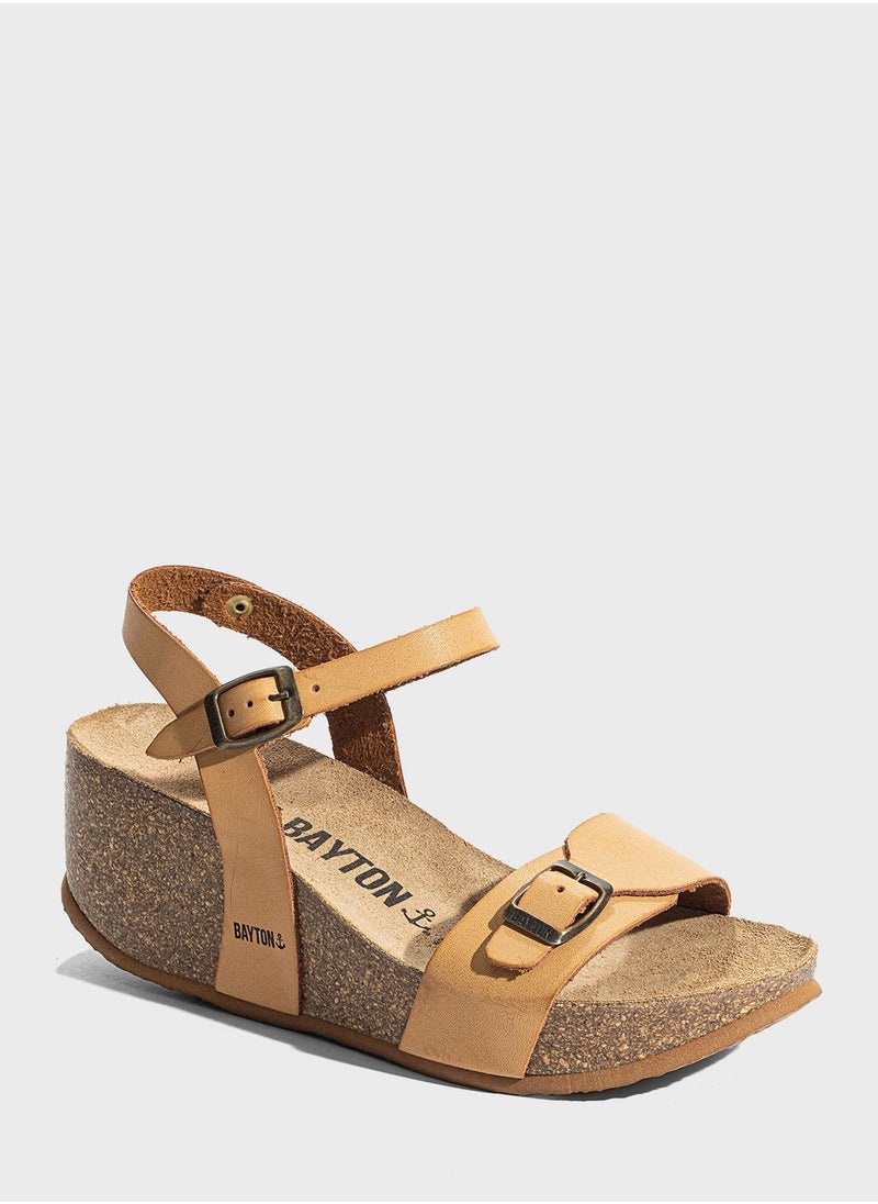 BAYTON - Avon Strappy Mid Heel Wedges - Image 1