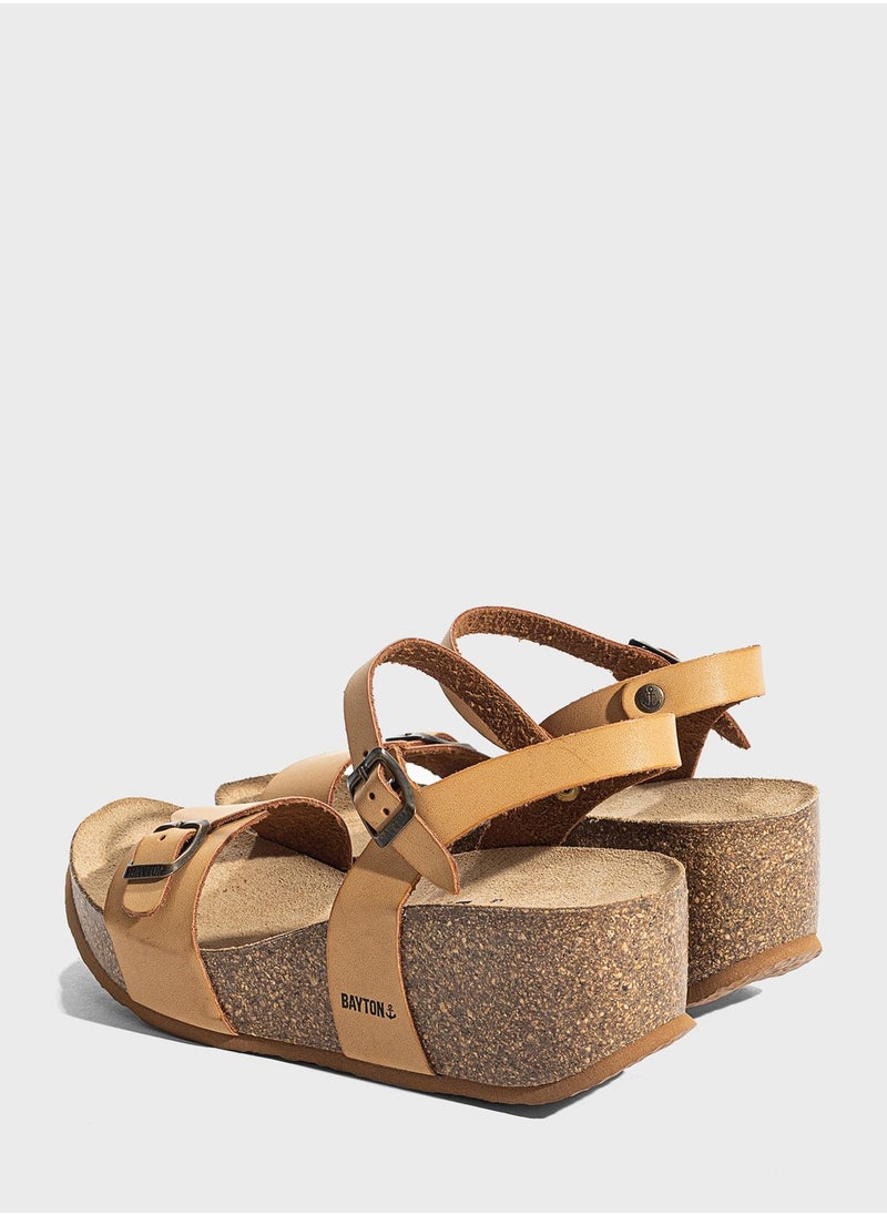 BAYTON - Avon Strappy Mid Heel Wedges - Image 1
