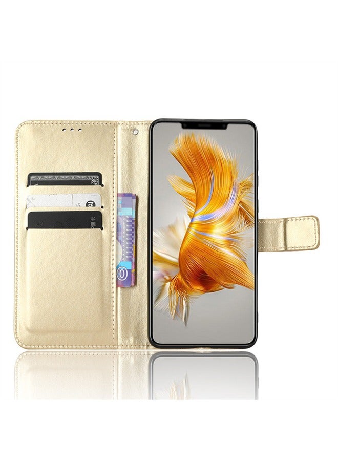 Huawei Mate 50 Pro Case, Retro Wear-resistant And Drop Resistant Portable Card Wallet Leather Flip Stand Phone Case, Suitable For Huawei Mate 50 Pro Protective Case Gold  - Image 3