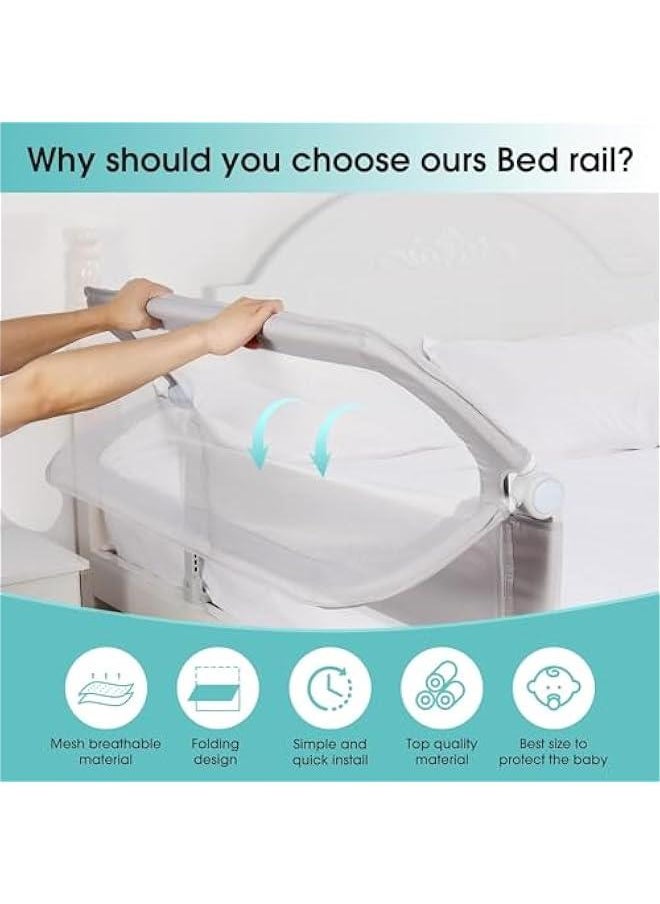 Gonice Toddler Bed Rails for Crib, Foldable Bed Rail for Toddlers, Baby Crib Guard Bumper, Adjustable Height and Fall Protection Mesh Guardrails, Kids Safe Bed Side Rail for Full Size Bed (150cm)  - Image 3