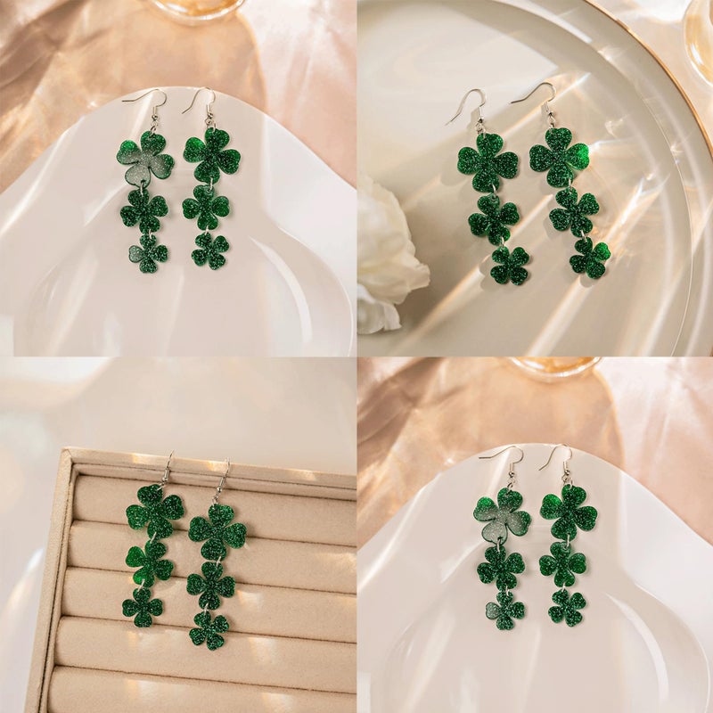 LENOAPHYS St Patricks Day Shirt Women Shamrock Earrings St Patricks Days Outfits for Women St Patricks Day Earrings for Women Saint Patricks Day Accessories - Image 3
