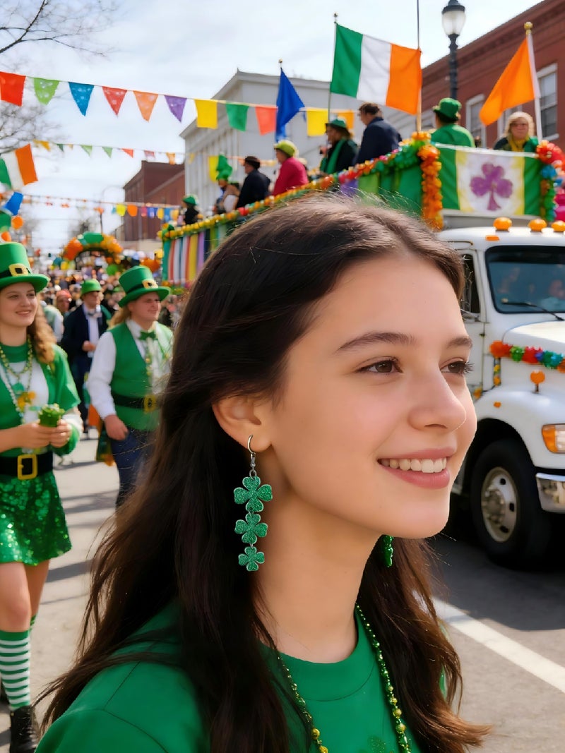 LENOAPHYS St Patricks Day Shirt Women Shamrock Earrings St Patricks Days Outfits for Women St Patricks Day Earrings for Women Saint Patricks Day Accessories - Image 4