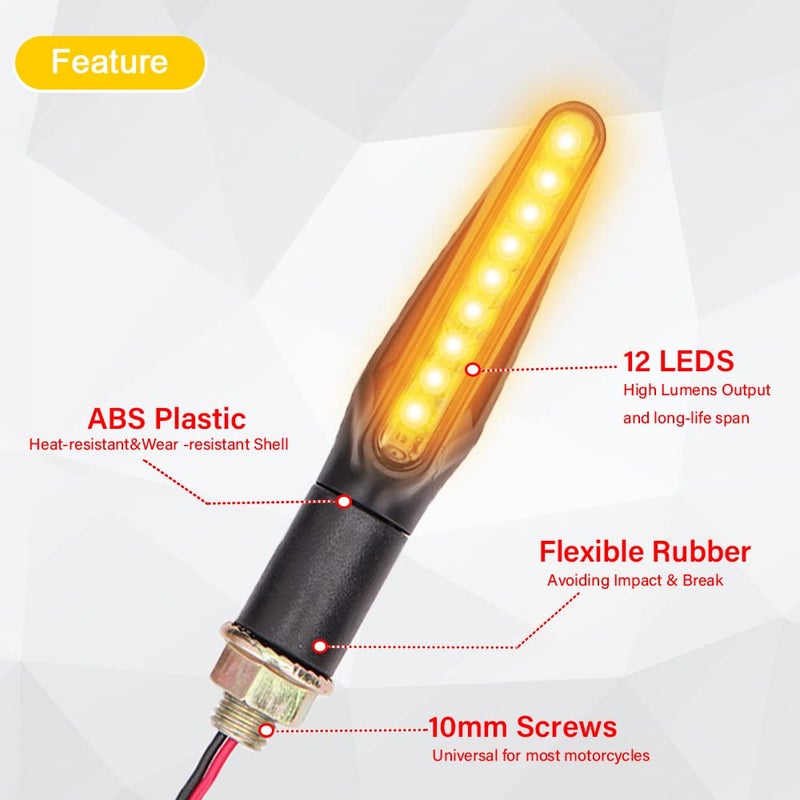 DREAMIZER Universal Dirt Bike LED Rear Fender Brake Blinker Tail Lights Motorcycle Taillight with Flowing Turn Signals Kit for Off Road Enduro - Smoke Lens,with A Turn Signal Light - Image 4