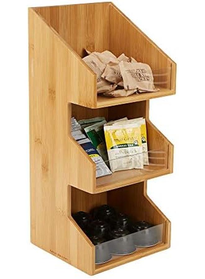 Mind Reader Coffee Condiment Station Countertop Organizer Coffee Bar Rayon From Bamboo 6.5 Inch LX 6.5 Inch WX 15 Inch H Brown - Image 2