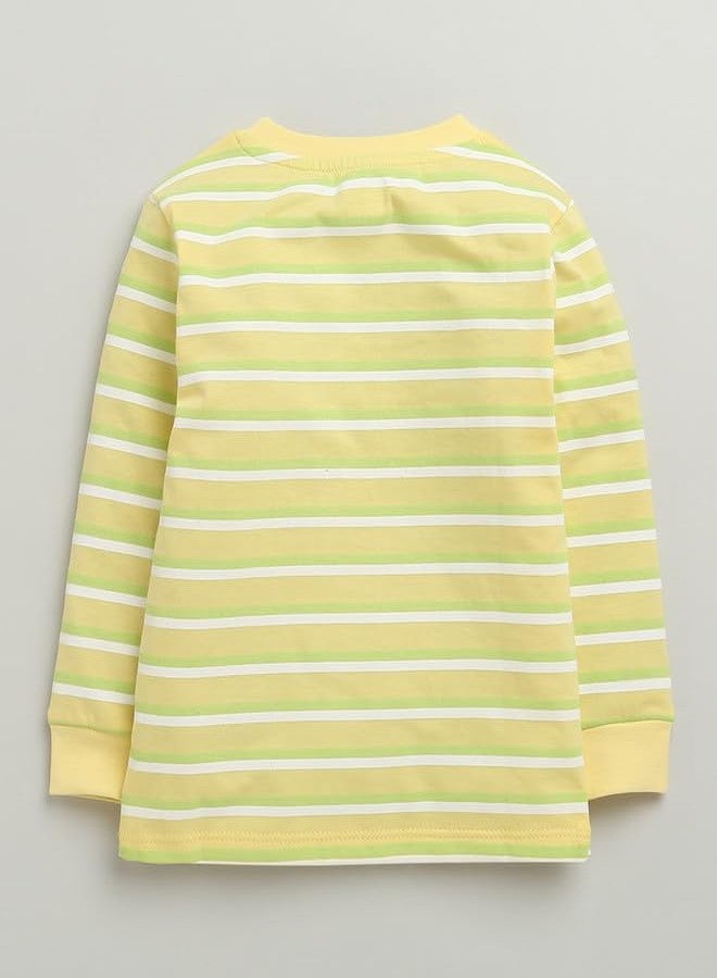 BUMZEE طقم بيجاما وقميص قطني بأكمام طويلة للأولاد من BUMZEE باللونين الأصفر والأخضر الليموني - مقاس 18-24 شهرًا (Peb10389E-ylw) - Image 3