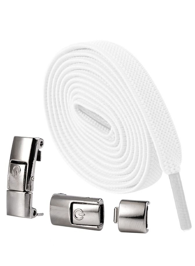 Sports Shoelaces Cycling Shoelaces Press Lock Shoelaces Without Ties Elastic Laces White - Image 1