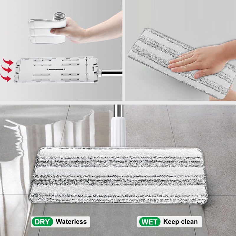 HiBaby Flat Mop Pads, 3 Pack 13" X 4.9" Microfiber Mop Pad/Refill/Head, Mop Pads Washable Microfiber Squeeze Cleaning Mop Heads Replacement - White and Grey - Image 5