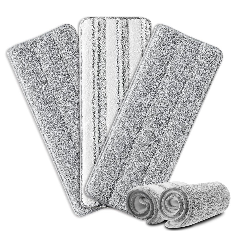 HiBaby Flat Mop Pads, 3 Pack 13" X 4.9" Microfiber Mop Pad/Refill/Head, Mop Pads Washable Microfiber Squeeze Cleaning Mop Heads Replacement - White and Grey - Image 1