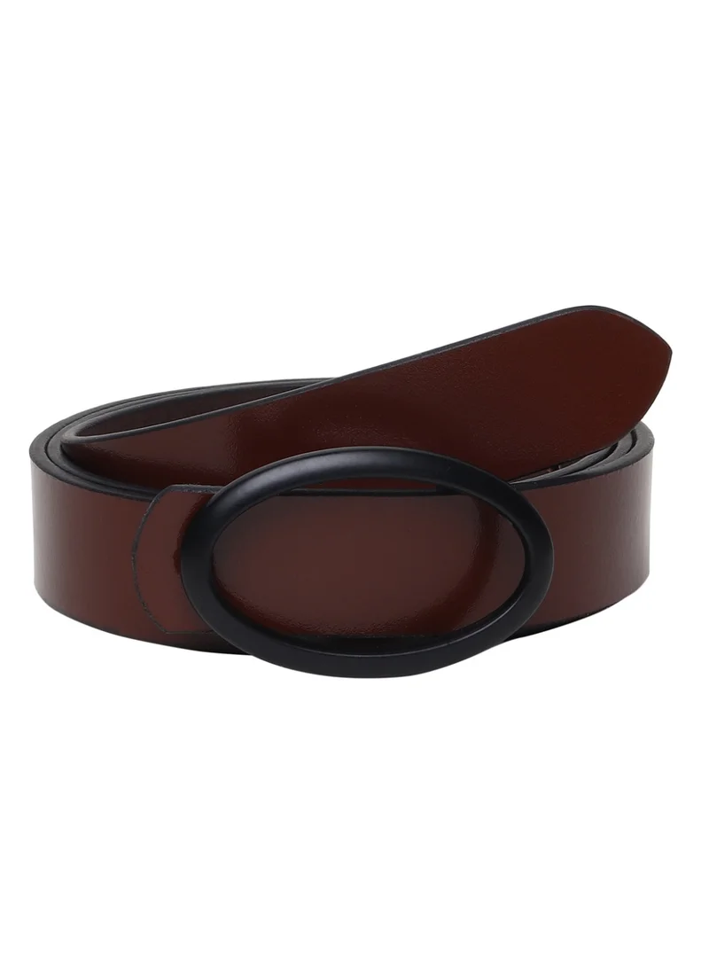 Teakwood  Teakwood Leathers Women's Genuine Leather Belt | Brown Leather Finish | Matte Black Oval Buckle | Slim Waist Belt | Adjustable Fit | Comfortable Daily Wear | Casual, Formal, Office & Party Wear for Women | Best Price UAE