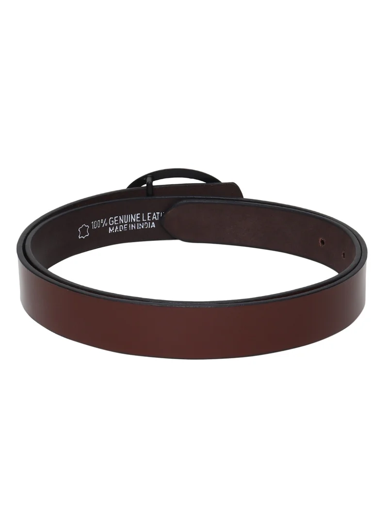 Teakwood  Teakwood Leathers Women's Genuine Leather Belt | Brown Leather Finish | Matte Black Oval Buckle | Slim Waist Belt | Adjustable Fit | Comfortable Daily Wear | Casual, Formal, Office & Party Wear for Women | Best Price UAE