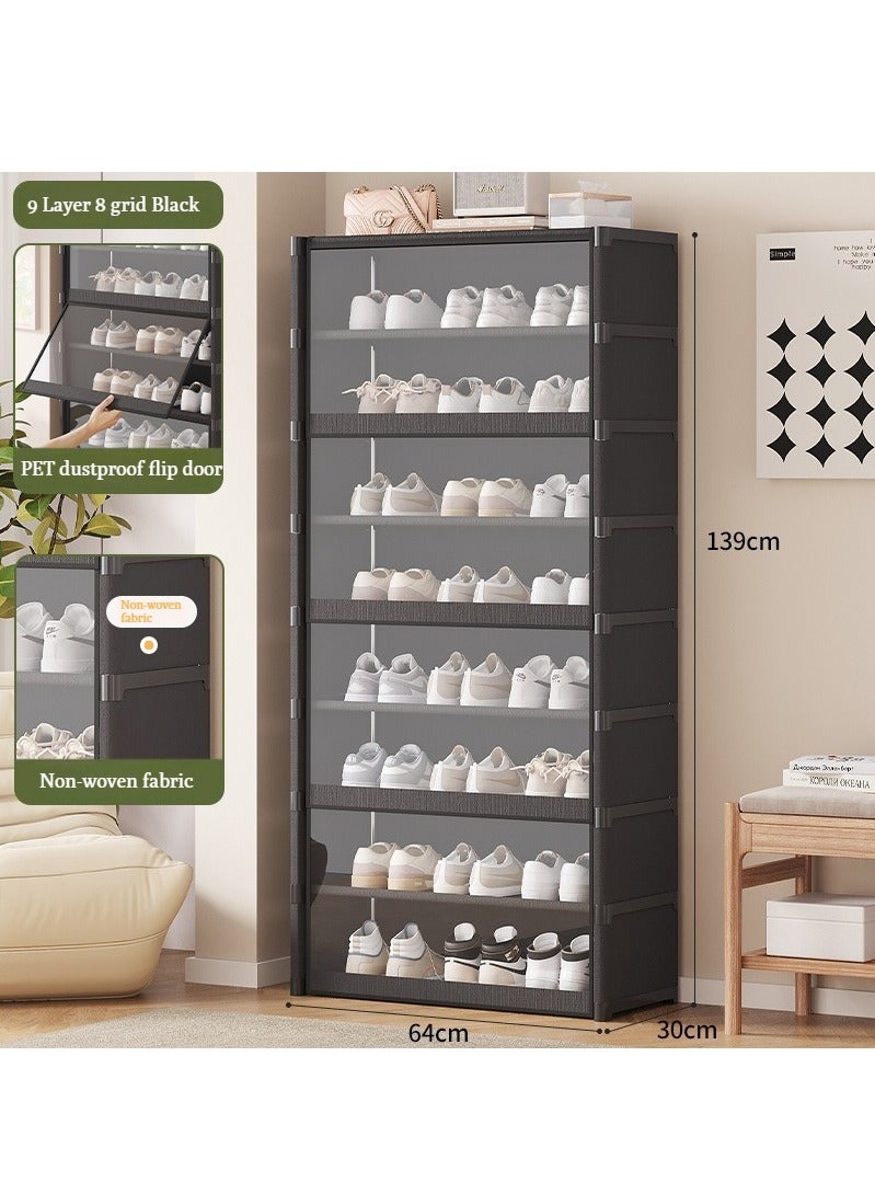 XiuWoo Shoes Cabinet 9 Tier Shoes Organizer,Shoes Storage,Vertical Shoes Rack For Small Spaces, Tall Narrow Shoes Cabinet Organizer For Closet Entryway,free Stacking Diy, Free Design To Save Space Shoe Shelf 64*30*139cm - Image 2