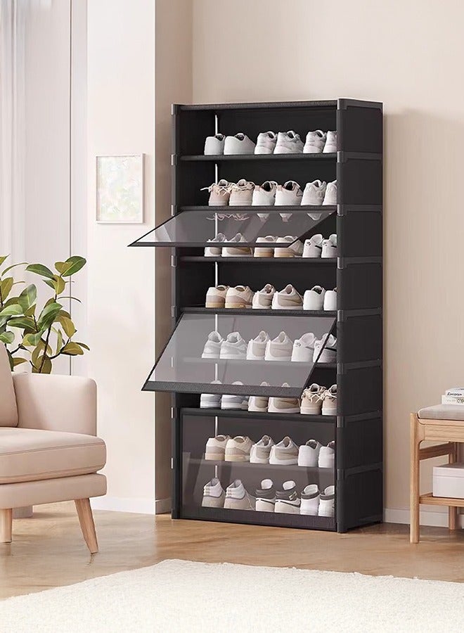 XiuWoo Shoes Cabinet 9 Tier Shoes Organizer,Shoes Storage,Vertical Shoes Rack For Small Spaces, Tall Narrow Shoes Cabinet Organizer For Closet Entryway,free Stacking Diy, Free Design To Save Space Shoe Shelf 64*30*139cm - Image 1