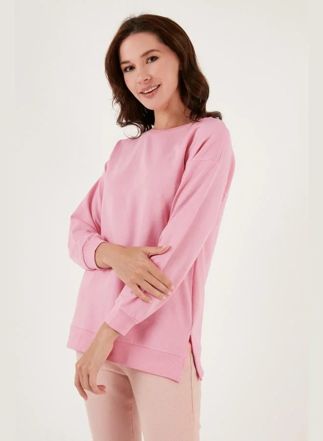 Lela Lela Cotton Regular Fit Crew Neck Basic Sweatshirt Women's SWEAT 5863569