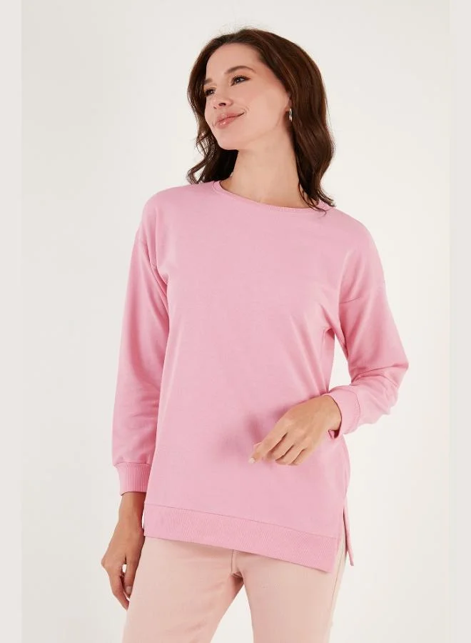 Lela Lela Cotton Regular Fit Crew Neck Basic Sweatshirt Women's SWEAT 5863569