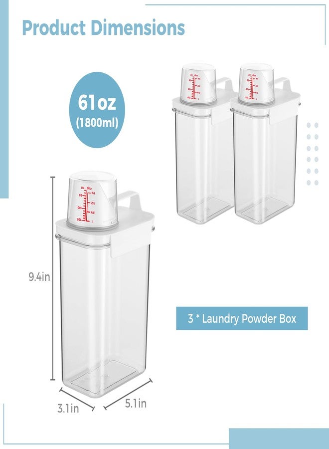 Lnrueg 3 PCS Liquid Laundry Detergent Dispensers, 61oz Laundry Bead Dispenser, Clear Airtight Fabric Softener Container, Liquid Detergent Box for Laundry Room Organization and Storage with Measuring Cup - Image 5