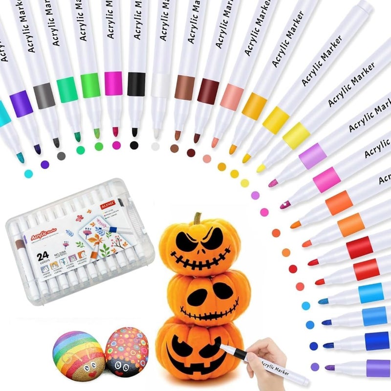 Wynhard Brush Pen Set Sketch Pen Set Drawing Pen Dual Tip Brush Pens Markers for Drawing Brush Pens 24 Shades Art Markers Set Fineliner Color Pens Water Based Marker for Calligraphy Sketching Drawing - Image 1
