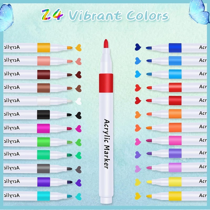 Wynhard Brush Pen Set Sketch Pen Set Drawing Pen Dual Tip Brush Pens Markers for Drawing Brush Pens 24 Shades Art Markers Set Fineliner Color Pens Water Based Marker for Calligraphy Sketching Drawing - Image 2