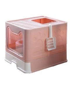 Two-Way Foldable Drawer Type Cat Litter Box Pink 51x41x38cm