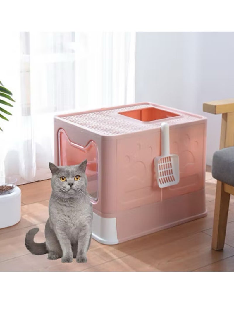 Generic - Two-Way Foldable Drawer Type Cat Litter Box Pink 51x41x38cm - Image 1
