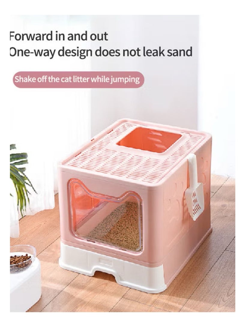 Generic - Two-Way Foldable Drawer Type Cat Litter Box Pink 51x41x38cm - Image 1
