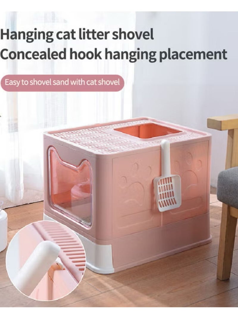 Generic - Two-Way Foldable Drawer Type Cat Litter Box Pink 51x41x38cm - Image 1