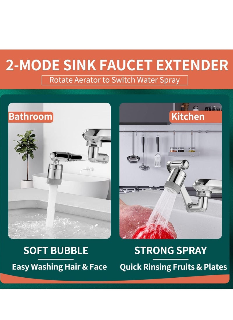 Arabest - 1080 DEGREE Swivel Faucet Extender Universal Sink Water Aerator 2 Mode Splash Filter Extension - Image 1