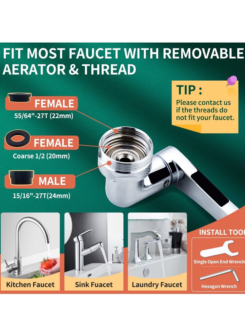 Arabest - 1080 DEGREE Swivel Faucet Extender Universal Sink Water Aerator 2 Mode Splash Filter Extension - Image 1