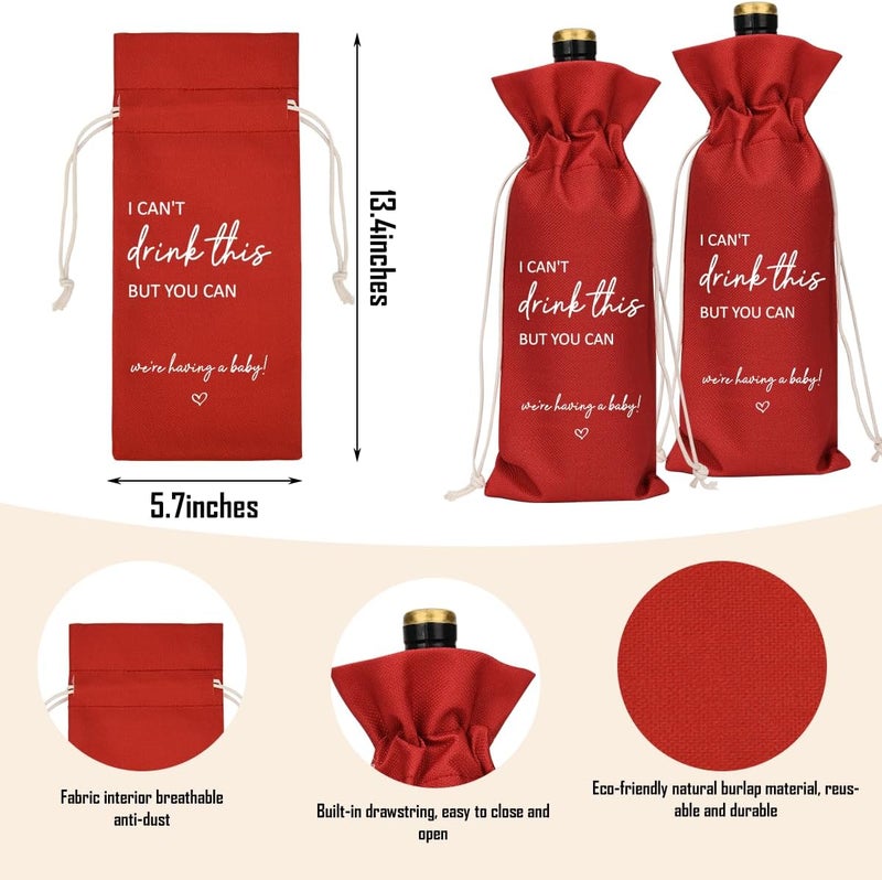 XFW Red I Cant Drink This But You Can Pregnancy Announcement for Grandparents Aunt Parents New Mom Dad Pregnancy Announcement Wine Bag - Image 1