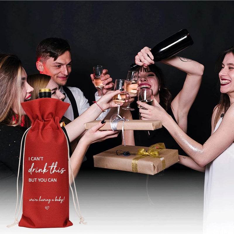 XFW Red I Cant Drink This But You Can Pregnancy Announcement for Grandparents Aunt Parents New Mom Dad Pregnancy Announcement Wine Bag - Image 5