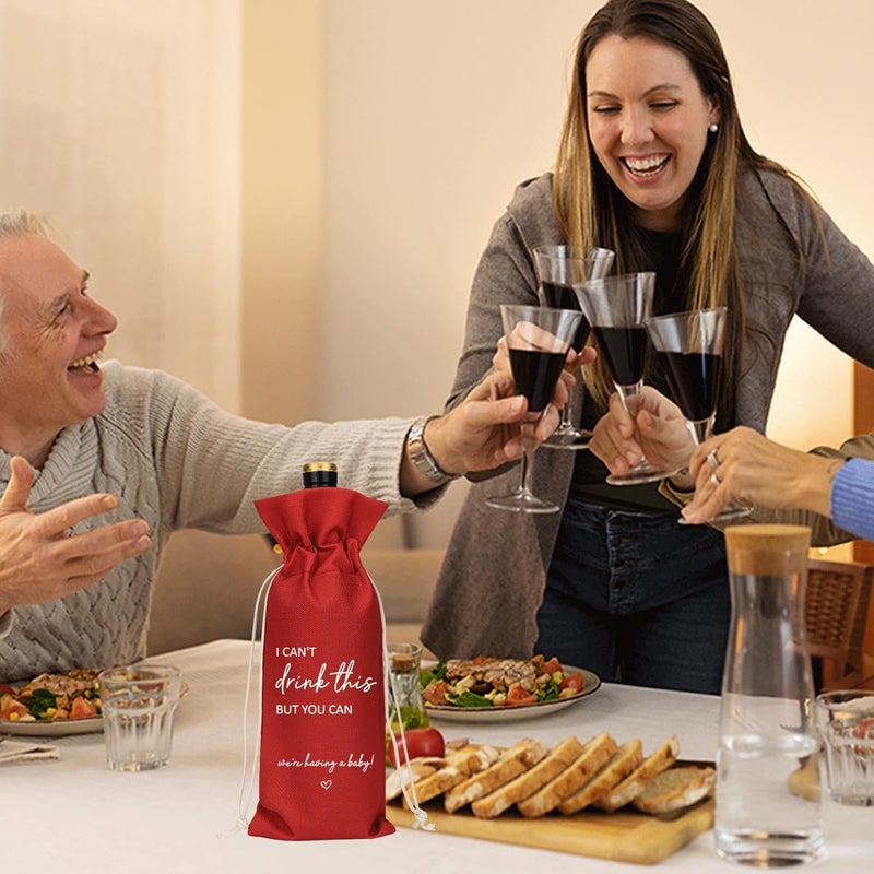 XFW Red I Cant Drink This But You Can Pregnancy Announcement for Grandparents Aunt Parents New Mom Dad Pregnancy Announcement Wine Bag - Image 3