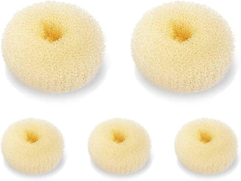 5 PCS Donut Hair Bun Maker Ring Style Bun Makers Set Beige 2 Large and 3 Small